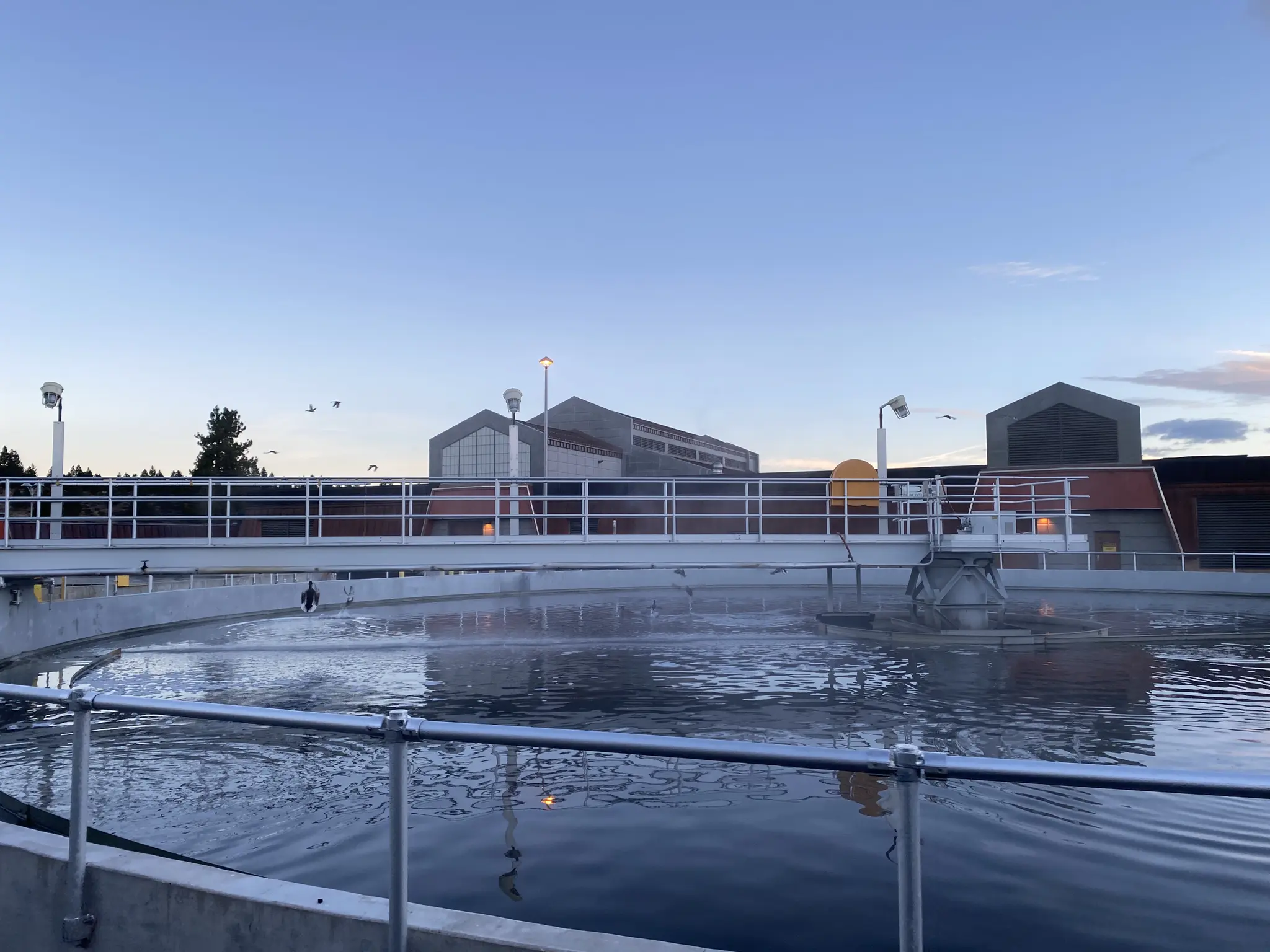 Water treatment facility with mountains